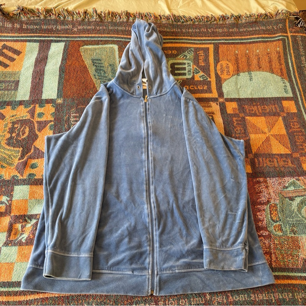 Blue Velvet Zip Up Jacket